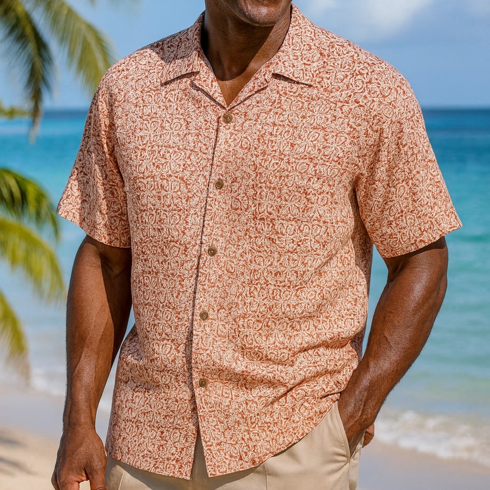 Island Republic Silk Shirt Wooden Buttons